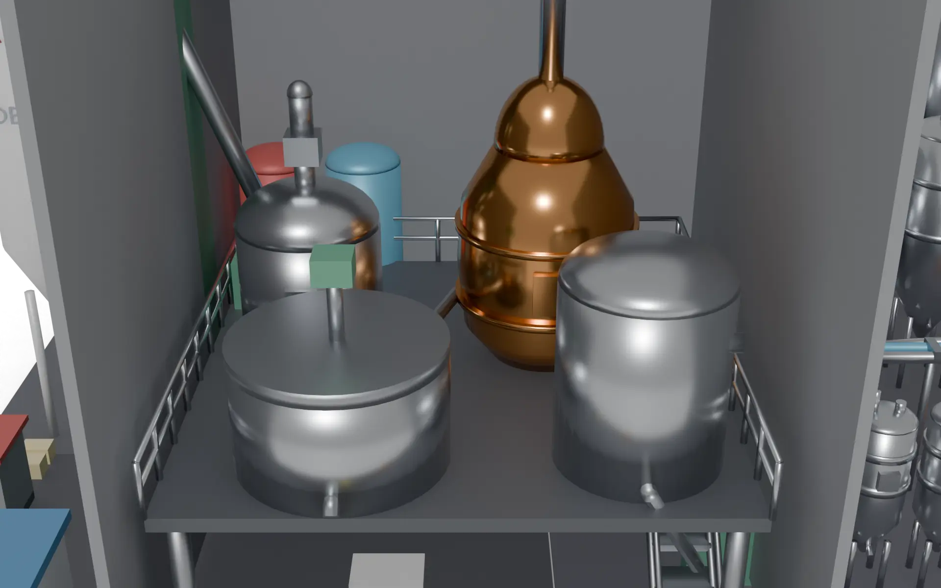Detail des Sudhauses mit Sudkessel im Brauereimodell